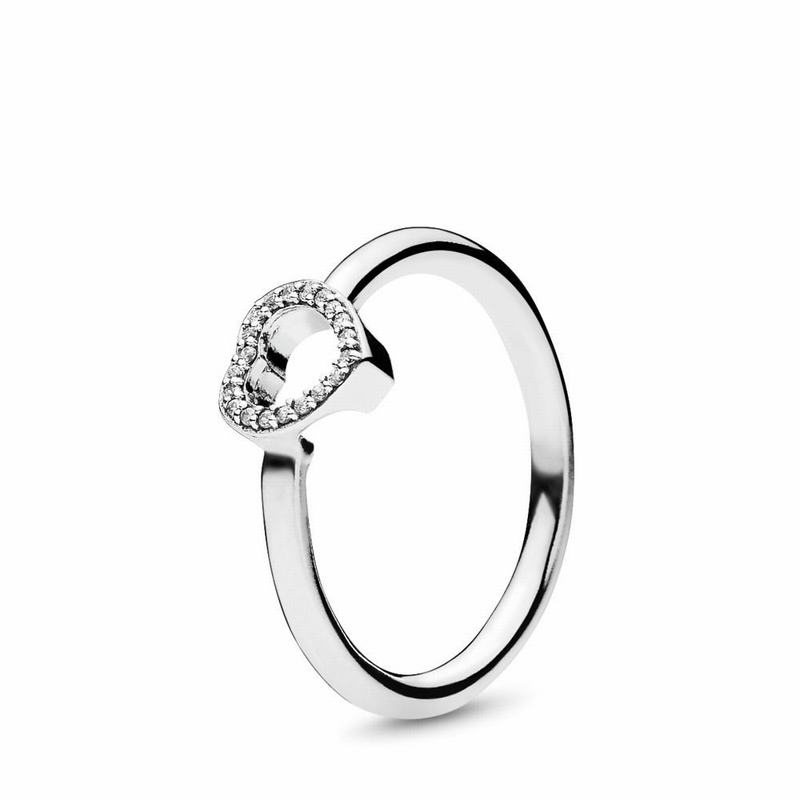 Pandora Puzzle Heart Frame Stackable Ring - Sterling Silver/Cubic Zirconia - Canada | KM6121BY